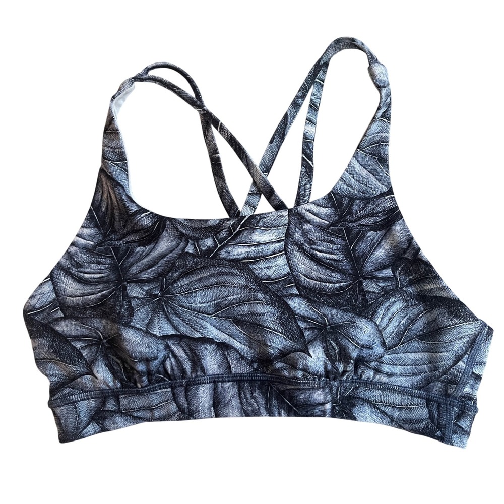 Lululemon Energy Bra Nulux Criss-cross Back Womens 8 Concrete Jungle Multi Print